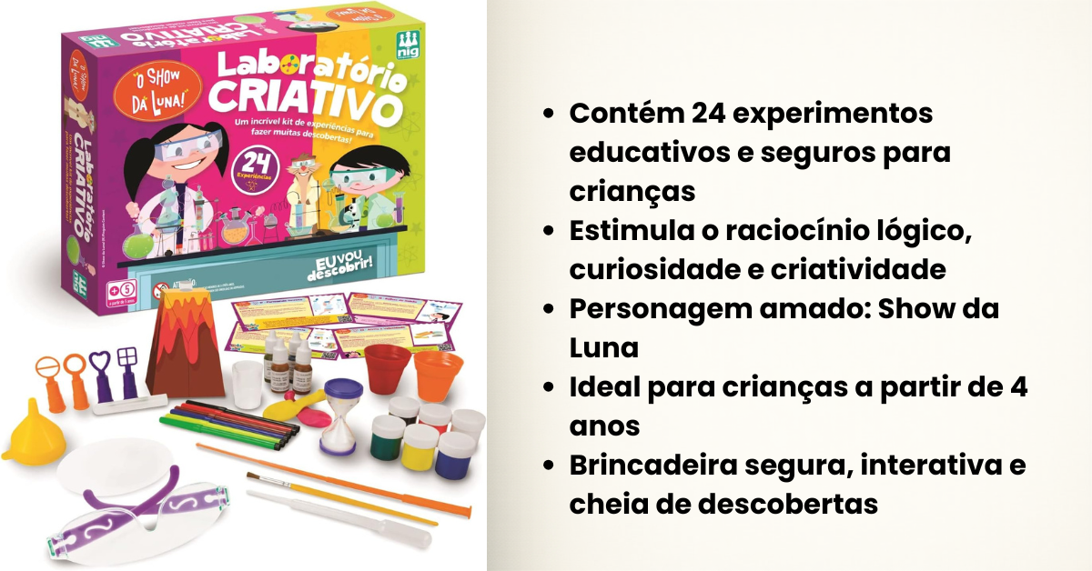 Kit Laboratório Show da Luna – Experimentos Divertidos de Ciência Infantil | Confort Kids