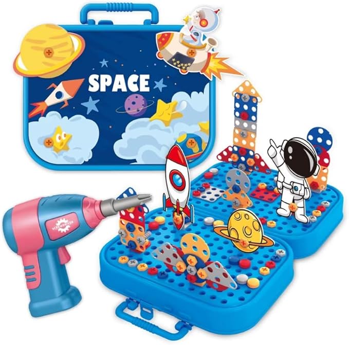 Kit Brincando de Construir com Parafusadeira e Ferramentas Espaciais | Confort Kids