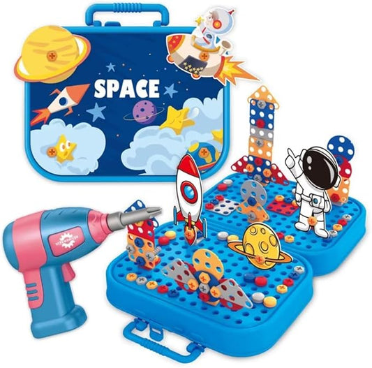 Kit Brincando de Construir com Parafusadeira e Ferramentas Espaciais | Confort Kids