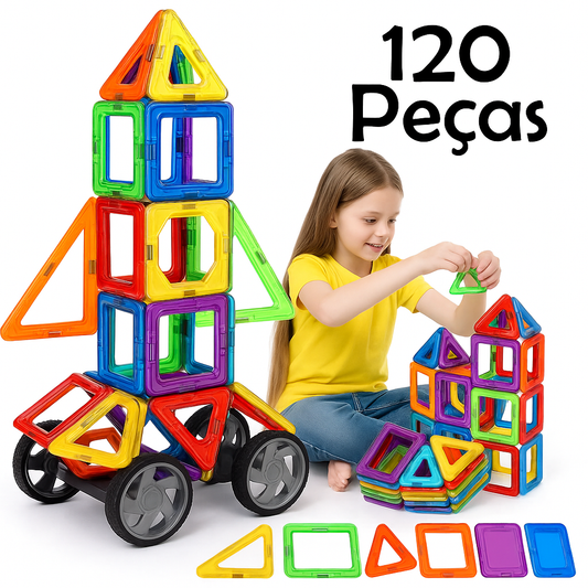 Brastoy Blocos de Montar Magnéticos – Brinquedo Educativo Infantil 120 Peças | Confort Kids