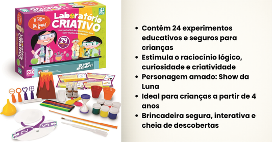 Kit Laboratório Show da Luna – Experimentos Divertidos de Ciência Infantil | Confort Kids