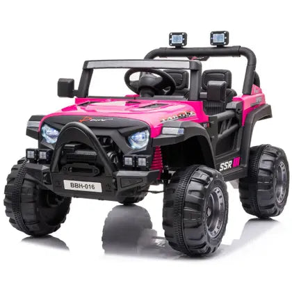 Carro Elétrico Infantil Rosa 12V 2 Lugares – Mini Jipe com Controle Remoto, USB/MP3 e Luzes LED | Baby Style | Confort Kids
